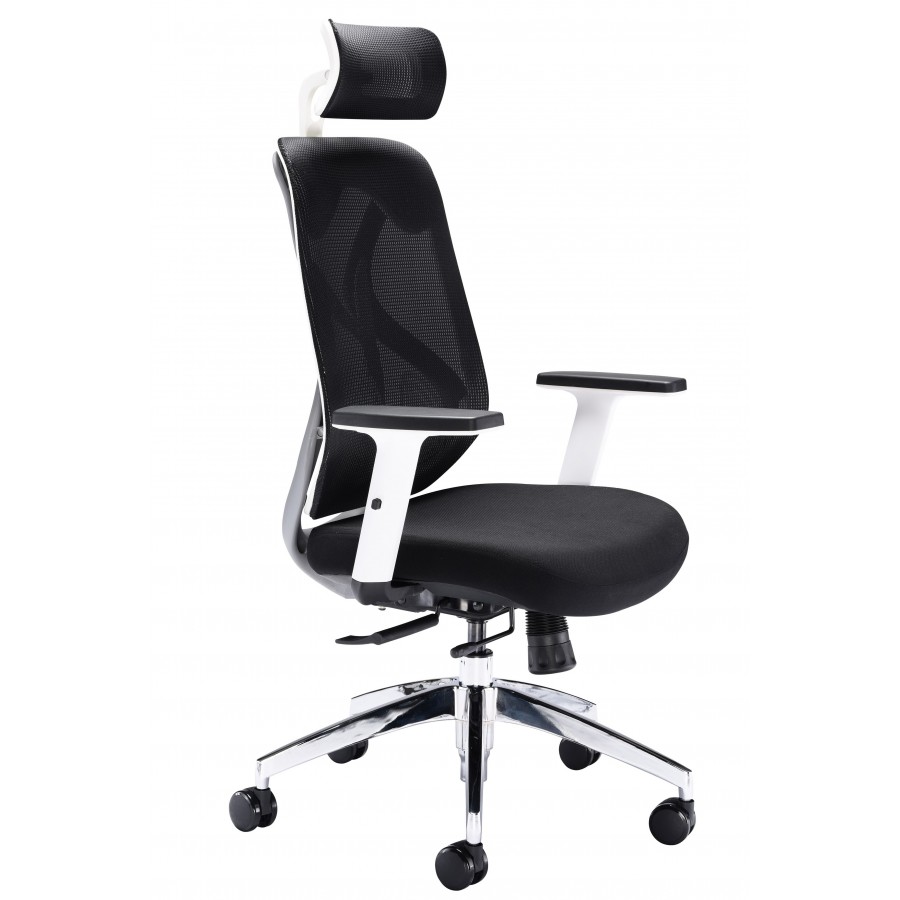 Maldini White Frame Mesh Posture Ergonomic Chair